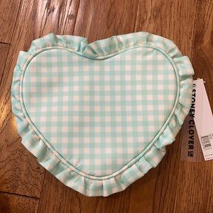 Stoney Clover Large Heart Pouch. Aqua gingham